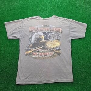 NRA Family Freedom & Firearms Tshirt Mens Large Gray Eagle Second Amendment‎ Tee